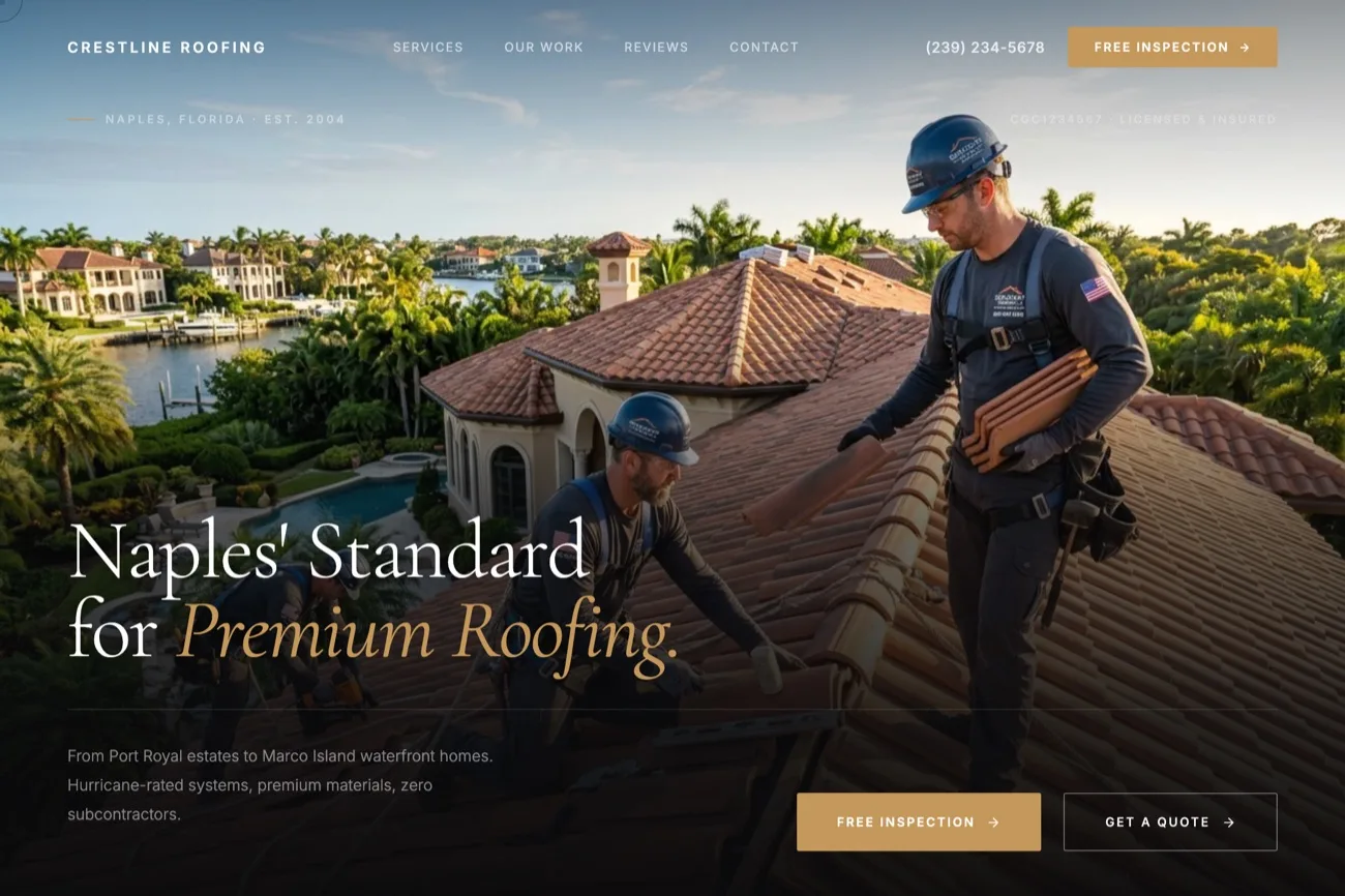 Crestline Roofing website